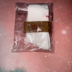 Saint sass White Socks see you in hell red statement